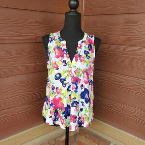 Society Girl Floral Sleeveless Women's Flowy Summery Blouse Size Small NWOT